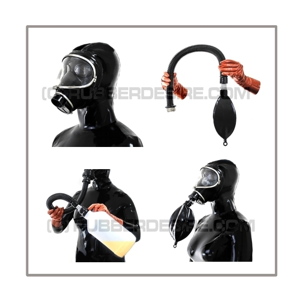 Deluxe MSA-AUER gasmask-zipperhood-system BUBBLE-3S with inhaler-set, tube- and rebreathing-bag-set